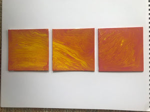 5x5" Pink & Yellow Set of Three Canvas Panels